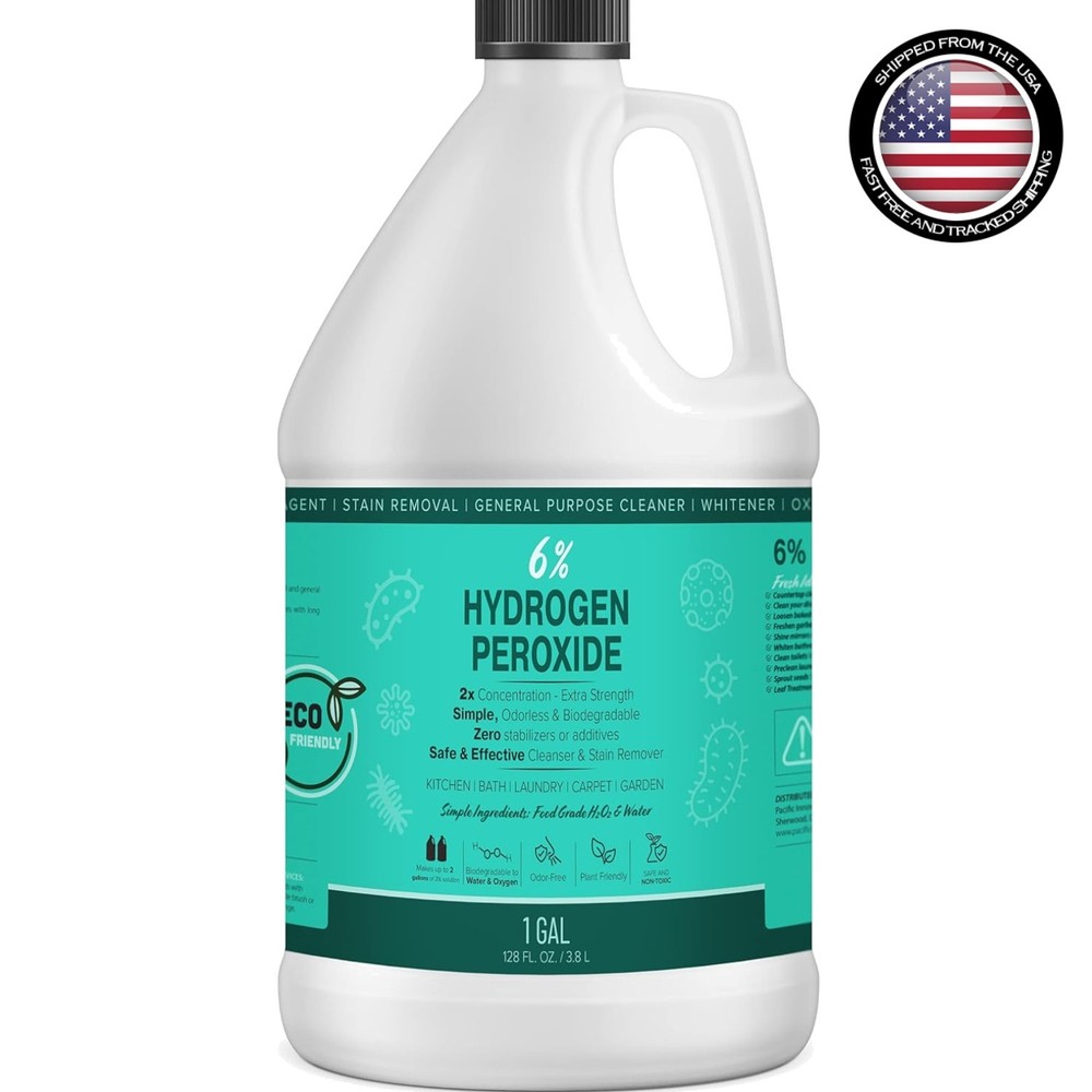 Versatile 6% Hydrogen Peroxide Solution - 1 Gallon for Kitchen, Bath, and Beyond