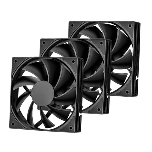 3-Pack 120mm Black Computer Case Fans High Performance Cooling Low Noise 3