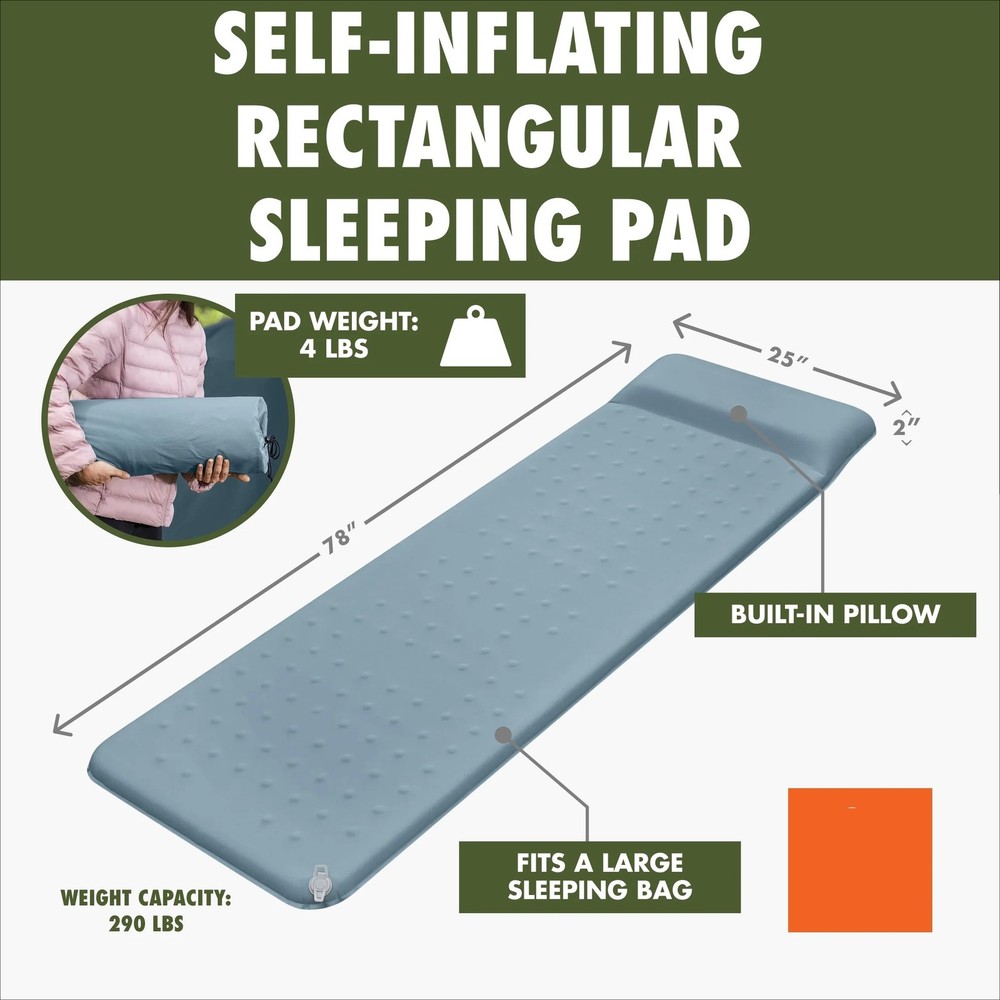 Self-Inflating Large Rectangular Sleeping Pad Suitable for outdoor camping use