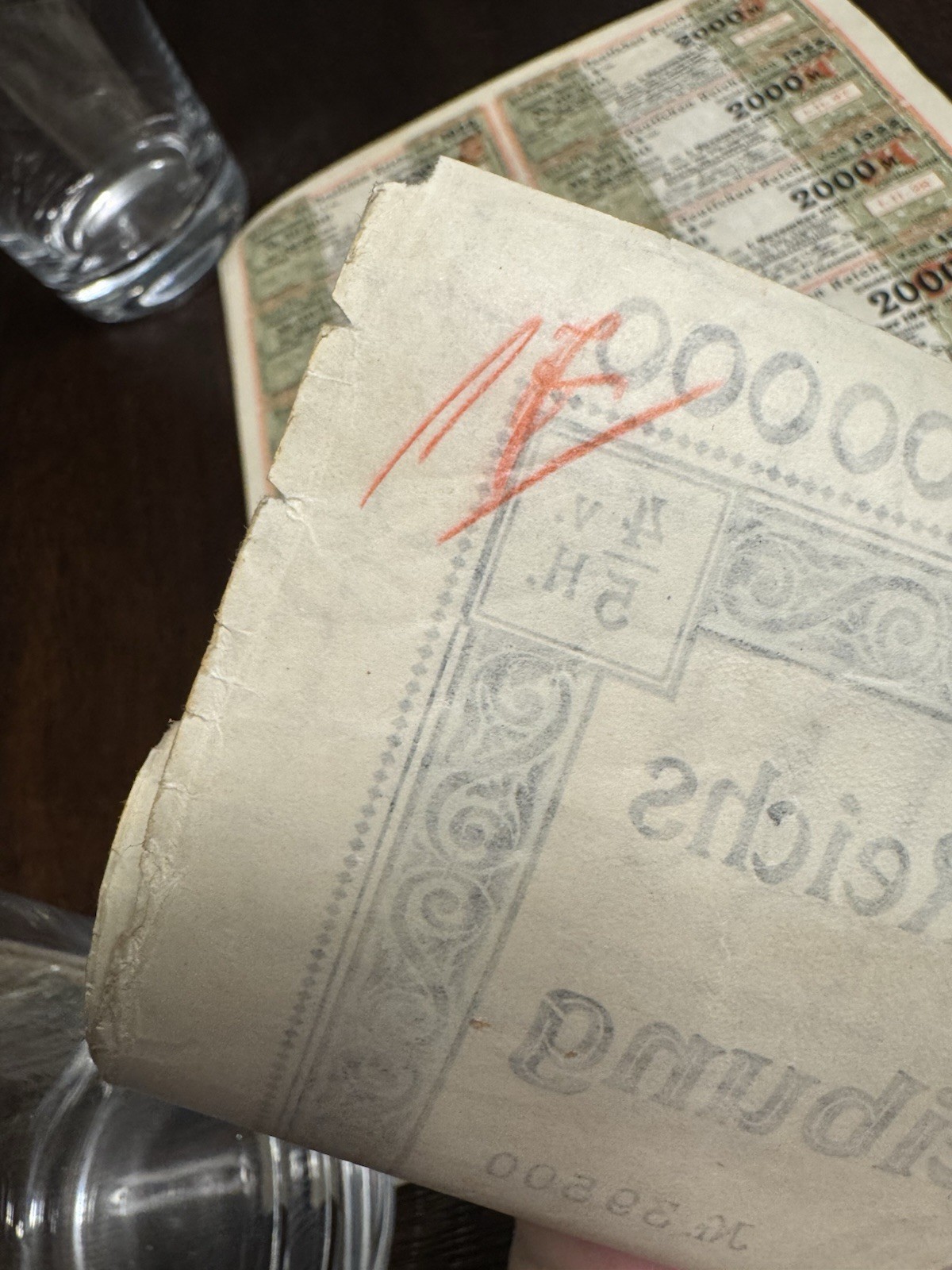 1922 German Bonds Coupons 19 Consecutive 100,000 Mark Uncancelled 100000 Bond