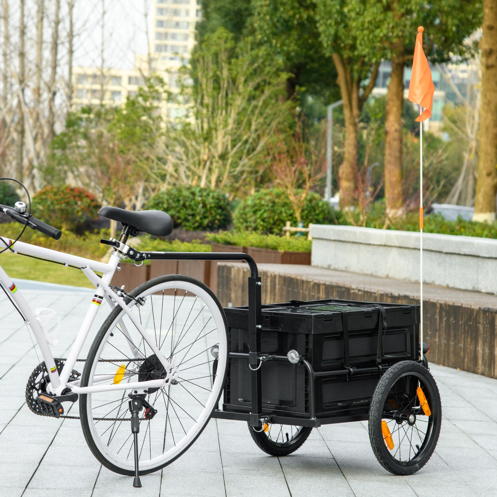 Aosom Bike Trailer Wagon with Removable Storage Box, Steel Bottom