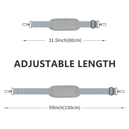 RAINYEAR 59 Inch Shoulder Strap for Bag, Adjustable Soft Padded Gray