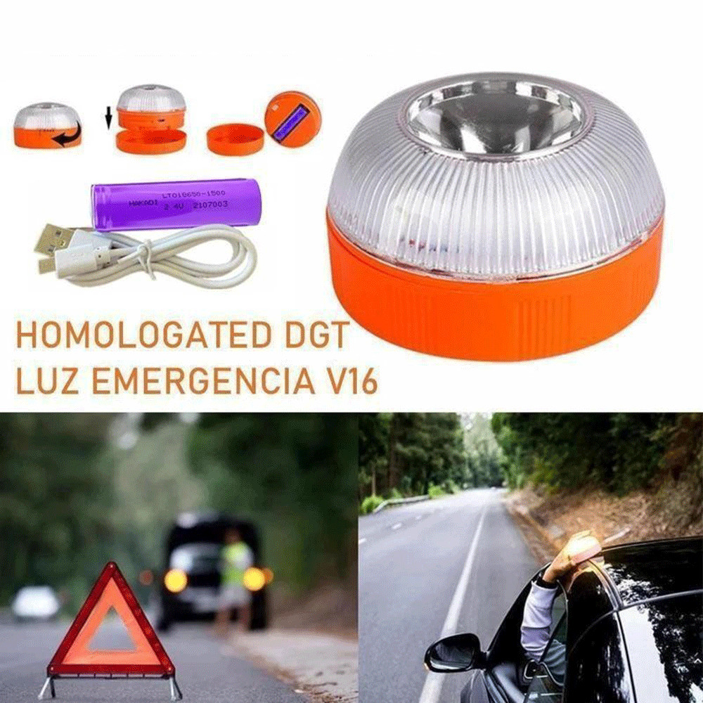 2x car V16 magnetic emergency light induction warning lights work light LED lamp