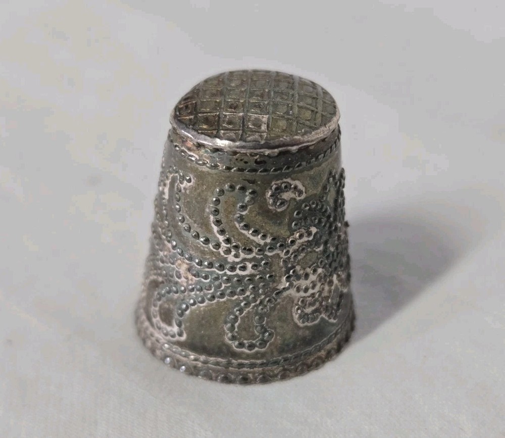 Antique 935 Silver Ornate Sewing Thimble