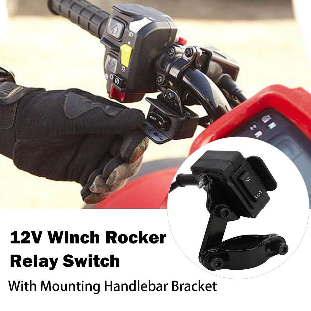 12V Winch Switch with Mounting Bracket Rocker Thumb Switch, Black