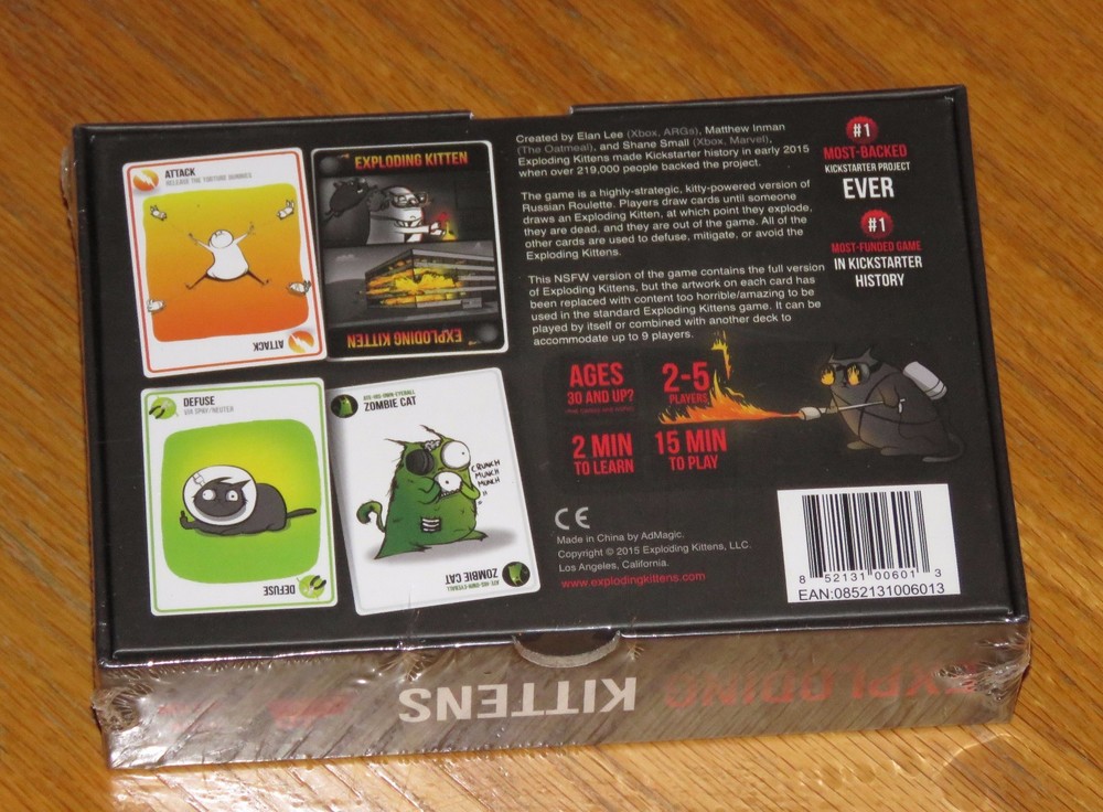 Exploding Kittens Card Game - NSFW Edition Explicit Content Adult - 2015 Sealed