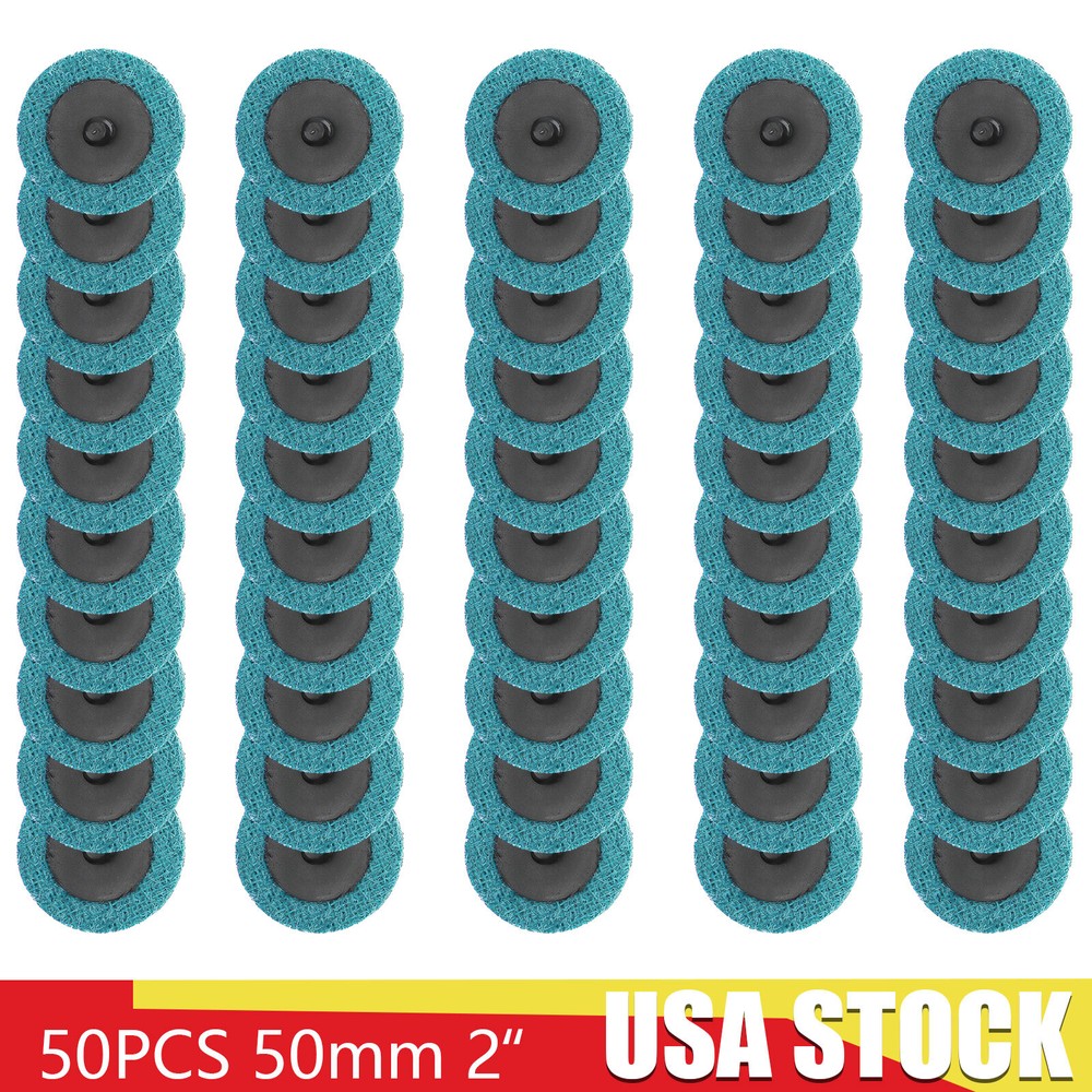 50Pc 2" Coarse/Medium/Fine Scotch Pads Roll Lock Surface Sanding Disc