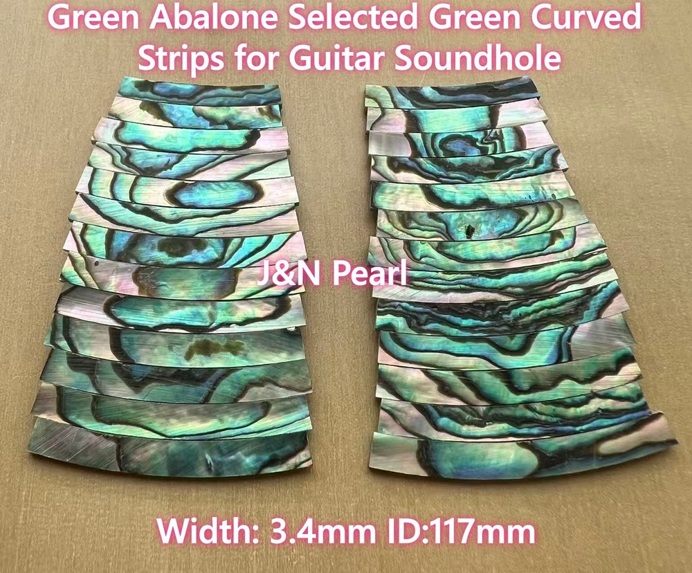 JNNPEARL 1set Width 3.4mm ID 117mm Solid Abalone Guitar Rosette Curved Strips