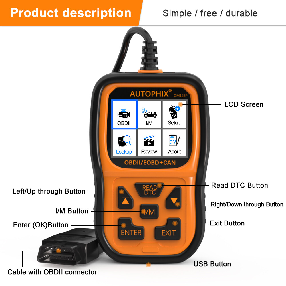 AUTOPHIX OM126P OBD2 Scanner Auto Diagnostic Tool Check Engine Light Code Reader