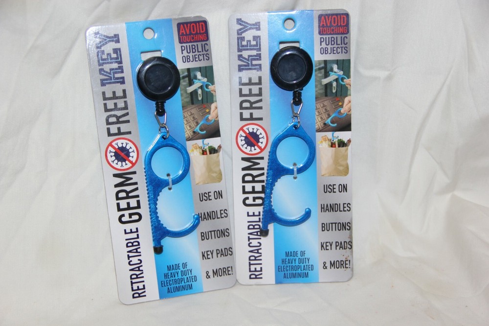 (2) Retractable Germ Free Key ~ Avoid public contact with Surfaces
