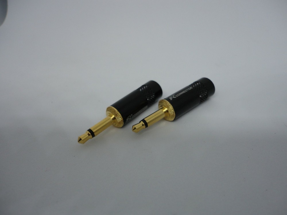 2Pcs Pack Mono 3.5mm DIY Wire Cable Tip Gold-Plated Plug Adapter Terminal Tip A+