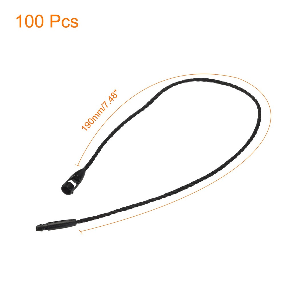 Polyester Rope Hang Tag String Snap Lock 190mm,0.6mm 100 Pcs,Black
