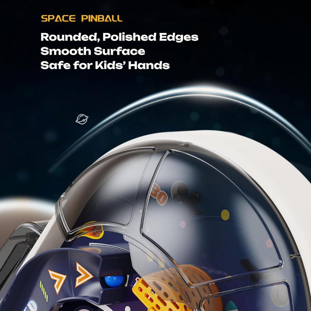 Tabletop Pinball Machine — Space Board Game with Obstacles, Pull-Rod Launcher, T