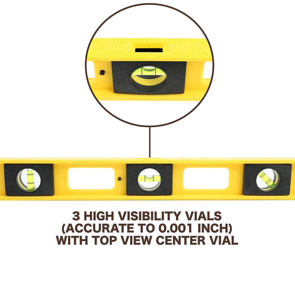 2 Ft Polystyrene Level with Impact Resistant Frame, Accurate to .001 Inch