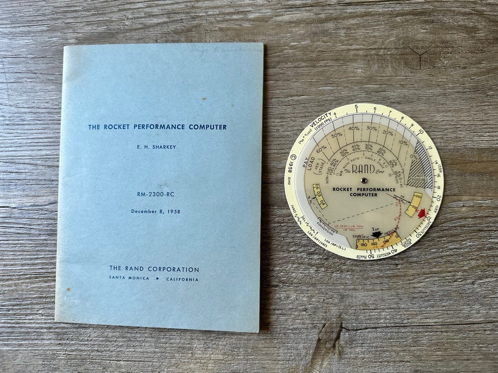 Rocket Performance Computer 1958 E.h. Sharkey, RM-2300-RC, DECEMBER 8 1958