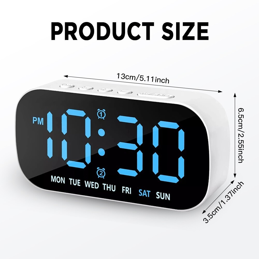 LED Large Display Electric Digital Alarm Clock with Battery Backup and Snooze