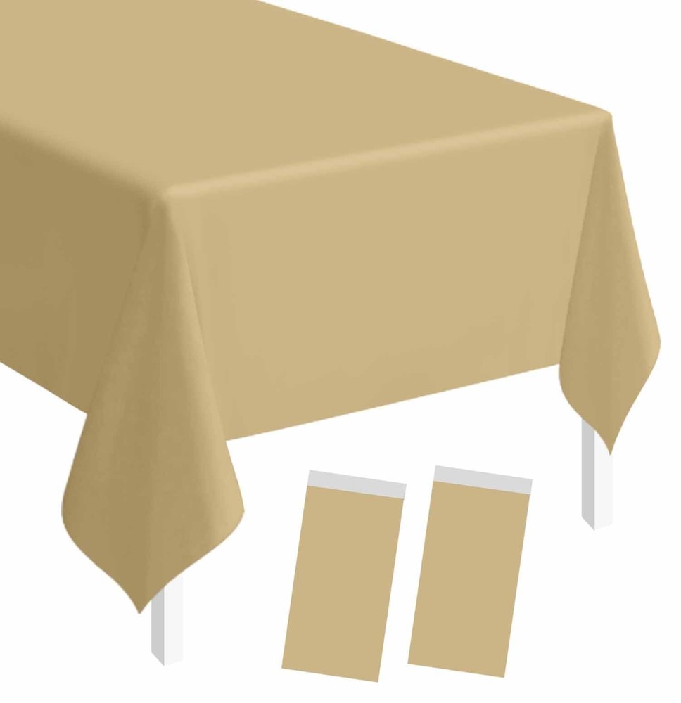 SietDESEO 2 Pack Gold Plastic Tablecloth 2 Pack,