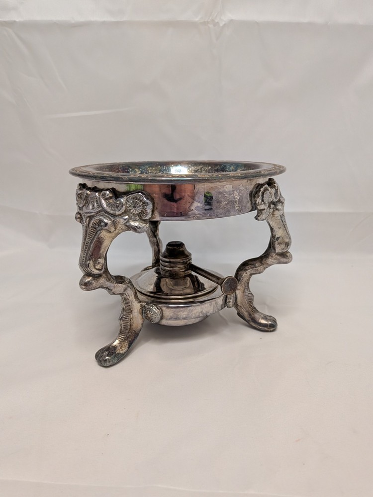 Antique silver pot burner with adjustable wick