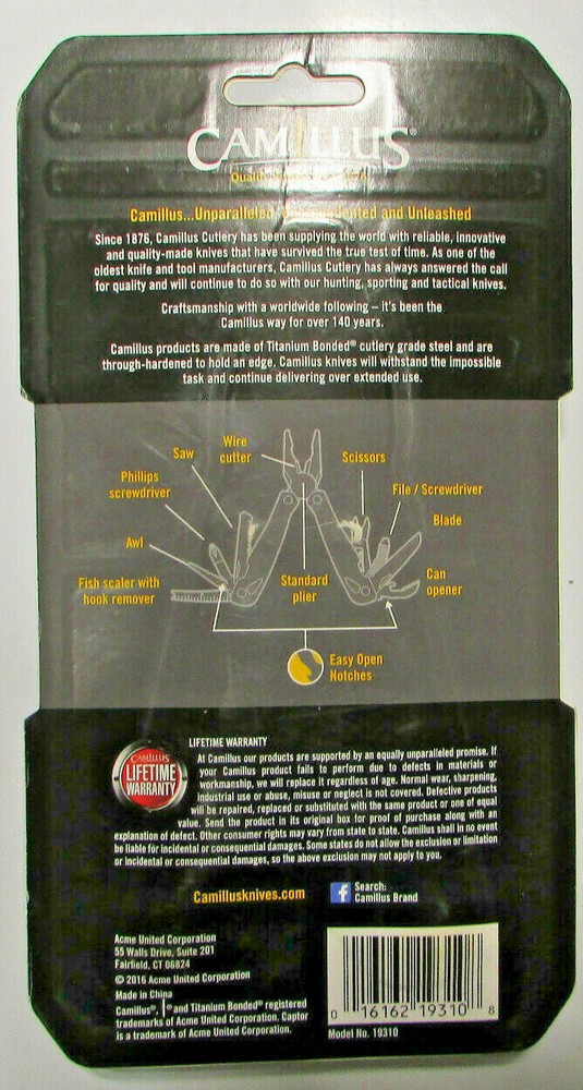 Camillus Captor Titanium Multi Tool, with 12 Tools, New