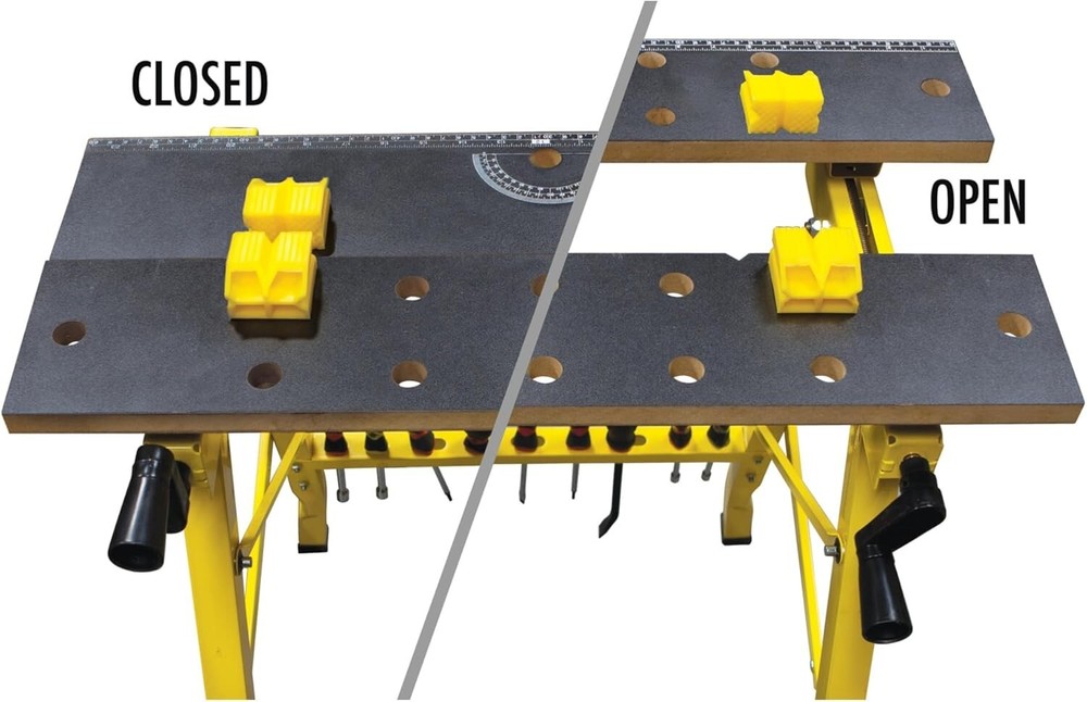 Convenient Portable Workbench with Printed Top and Tool Storage - 200 lbs Rated