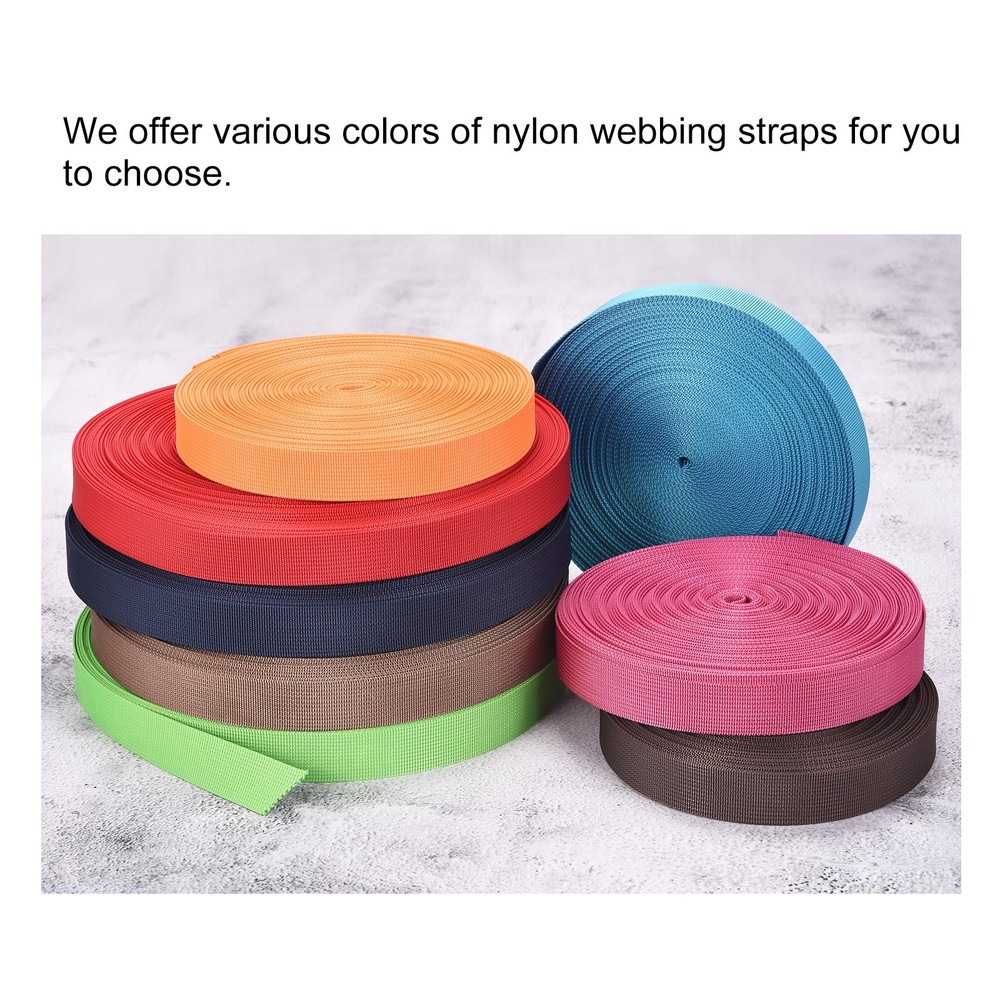 Flat Nylon Webbing Strap 1 Inch 20 Yards Red for Backpack, Luggage-rack