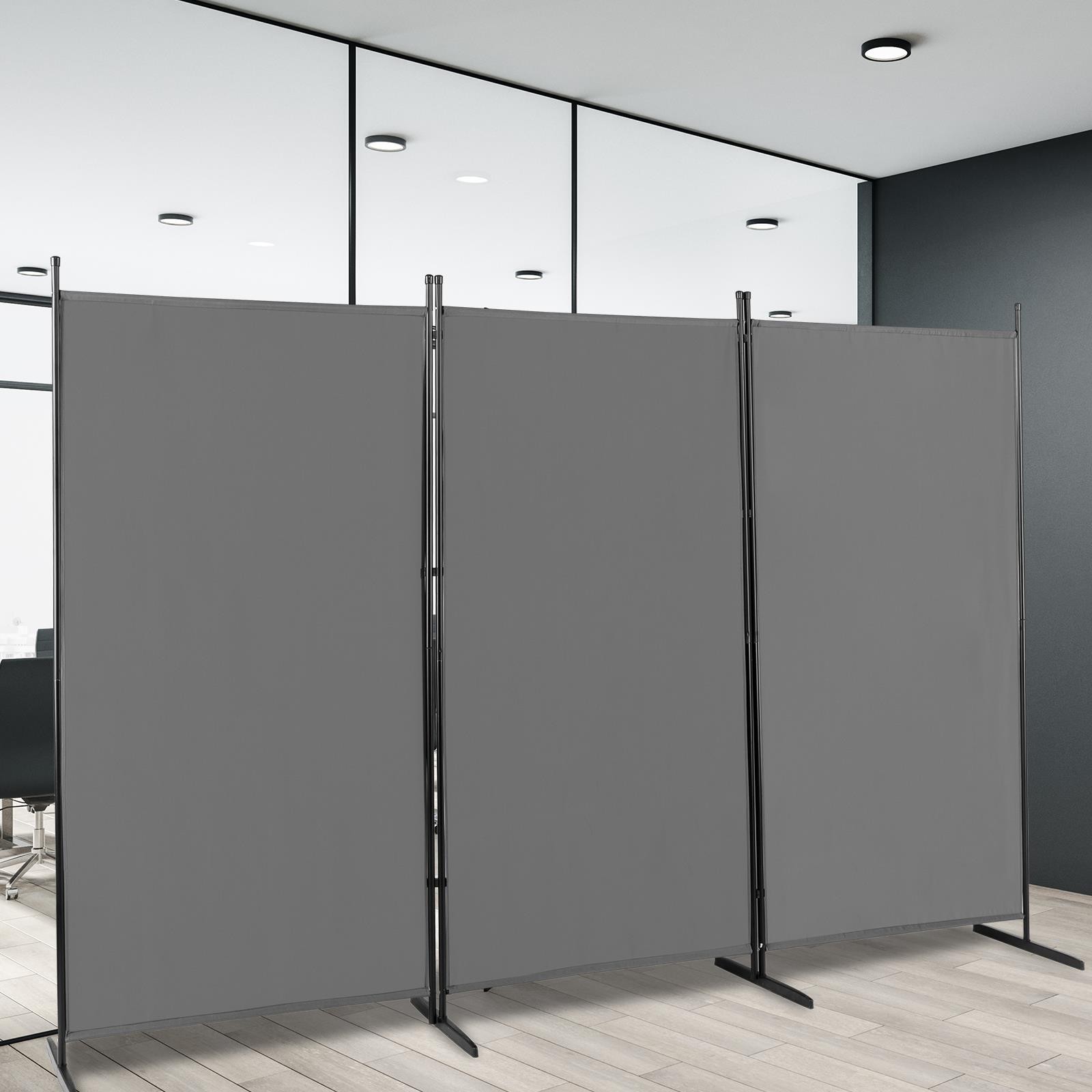 3 Panel Room Divider 6FT Steel Frame Screen Folding Privacy Divider Freestand