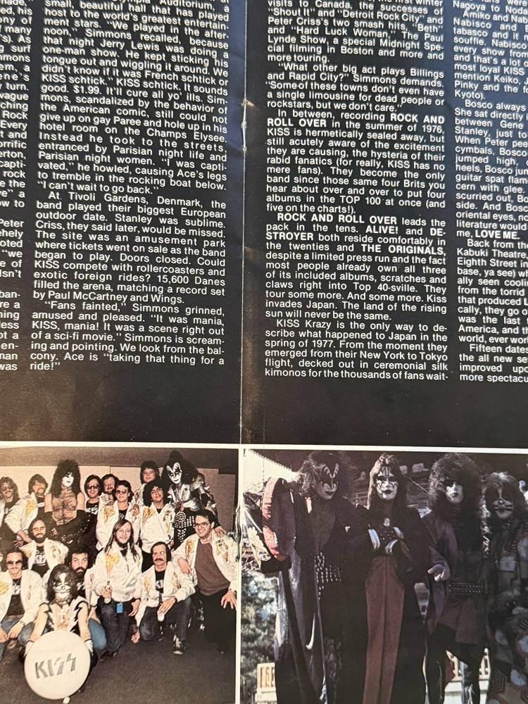 KISS 1977 & 1978 World Tour Concert Program Book