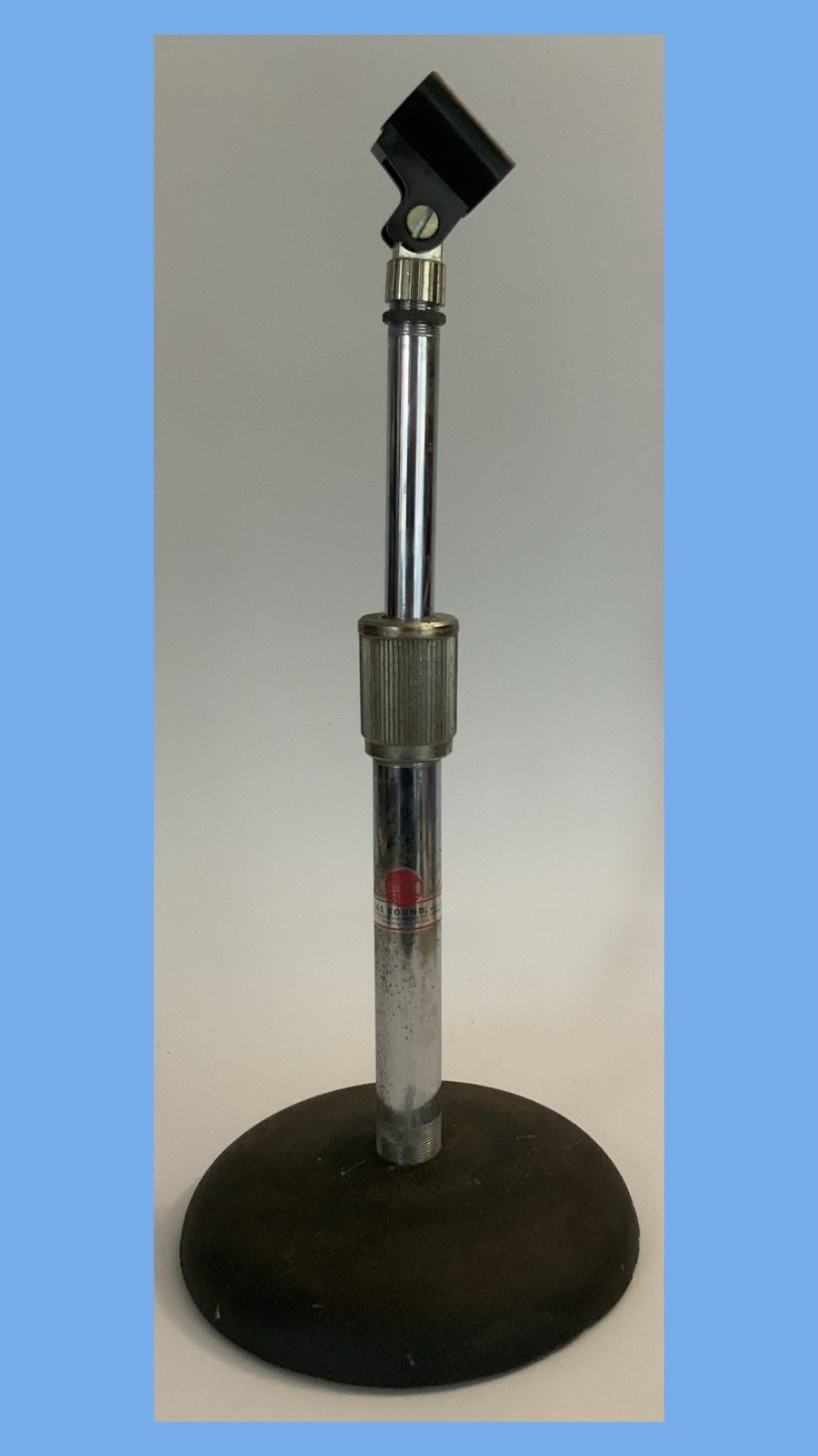 Vtg MCM Atlas Sound Adjustable Desk/Tabletop Microphone Stand-Cast Iron Base🅱️