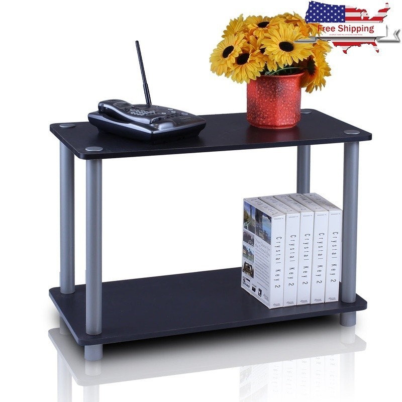 2-Tier No Tools Tube Shelf End Table Multi-functional Storage Unit Indoor Use