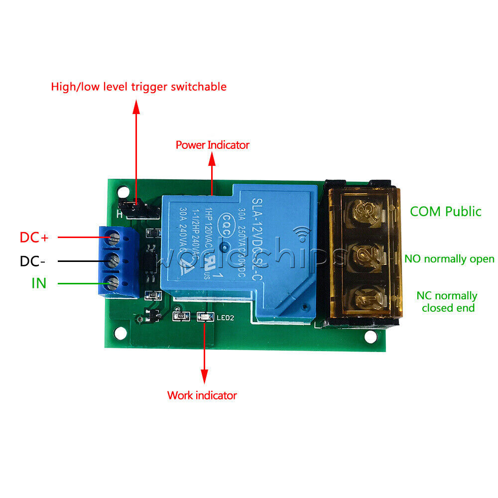 DC 5V/12V/24V 30A Relay Module Optocoupler Isolation High & Low Level Trigger