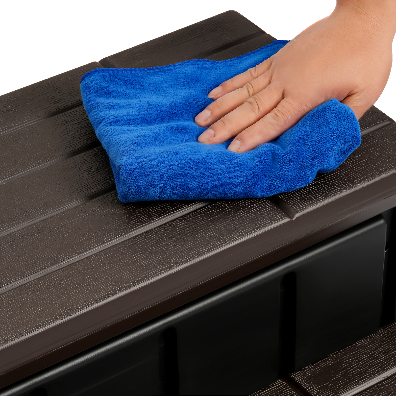 36'' Outdoor Hot Tub Steps with Storage, 2 Stairs Non-Slip Spa Steps Brown+Black