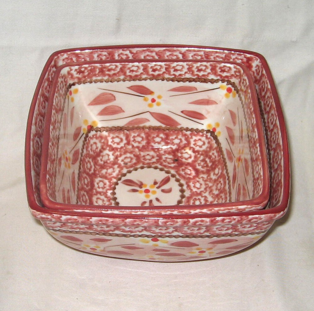 Deep Nesting Casserole Dishes Temptations by Tara Square Square Red Cranberry