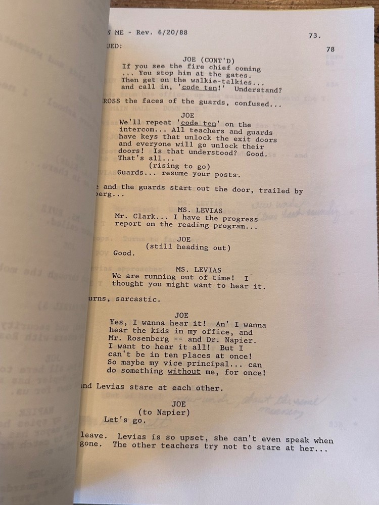 LEAN ON ME MOVIE ORIGINAL SCREENPLAY SCRIPT MORGAN FREEMAN