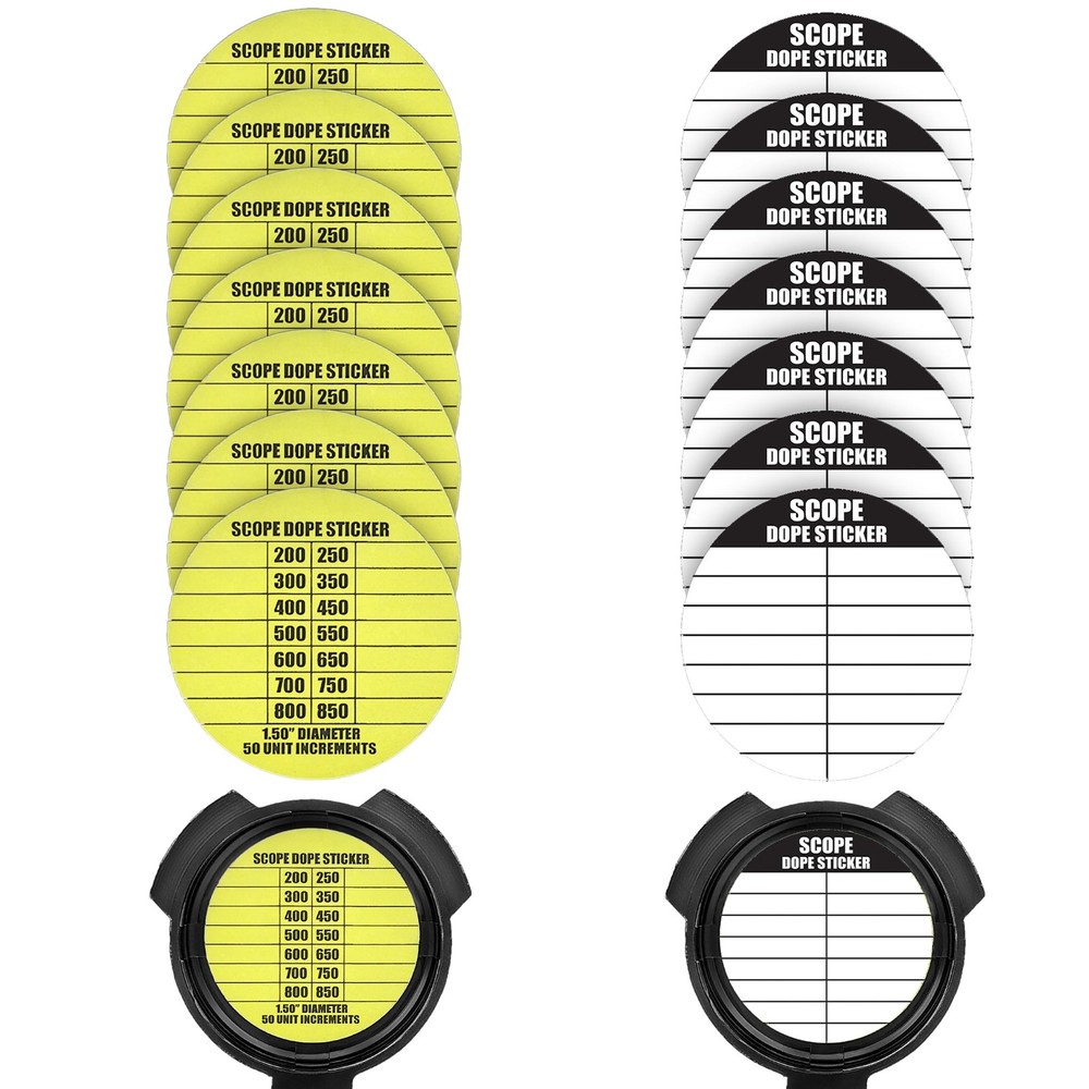 14 Pack Scope DOPE Sticker for Long-Range 1.5 Inch, Yellow and White