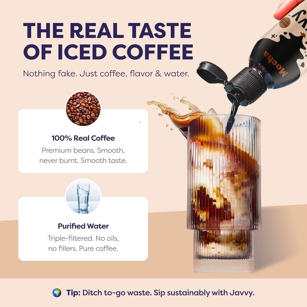 JAVVY Cold Brew Coffee Concentrate 35 Servings Mocha