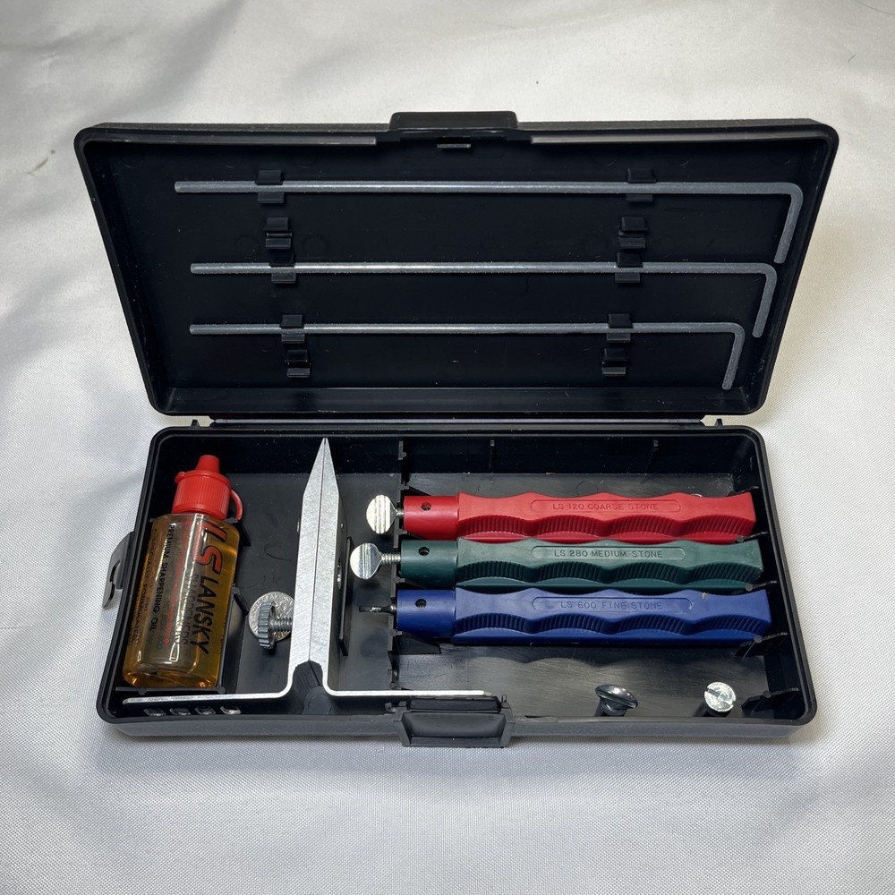 Lansky 3-Stone Knife Sharpening System Complete Starter Kit Vtg Angle Control