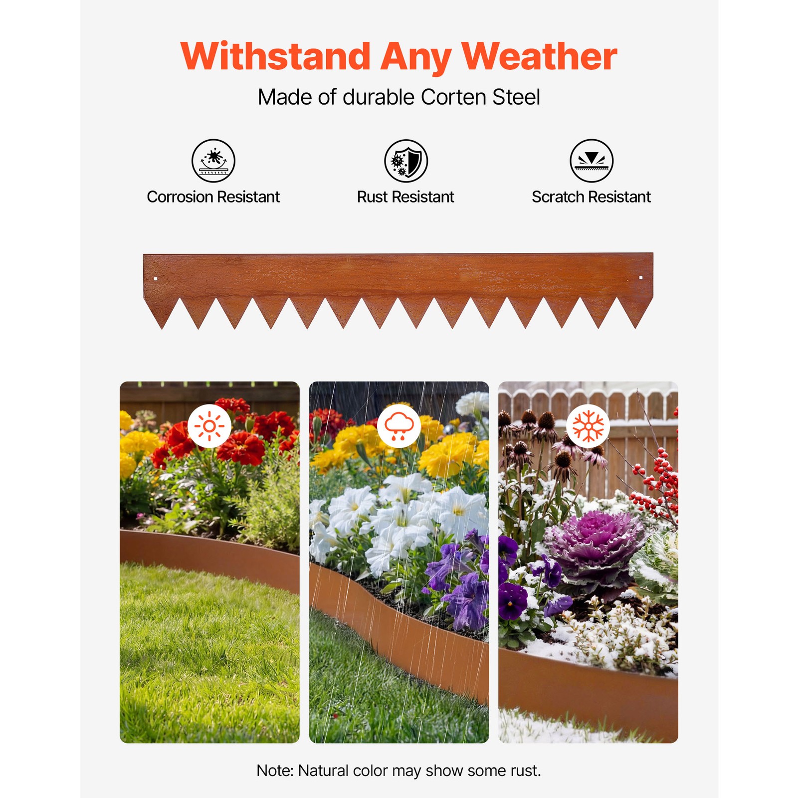 Uimoso Corten Steel Garden Edging 40 x 6 in Flexible Metal Landscape Border