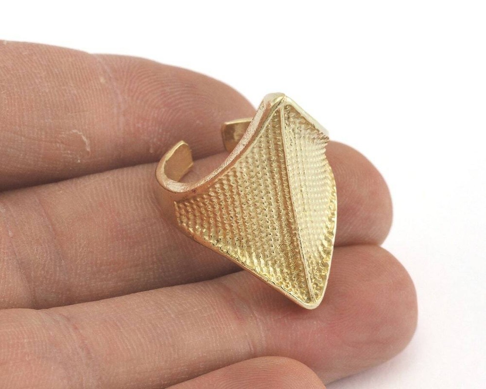Rhombus Ring Dotted Adjustable Ring Raw brass (18mm 8US inner size) 3276