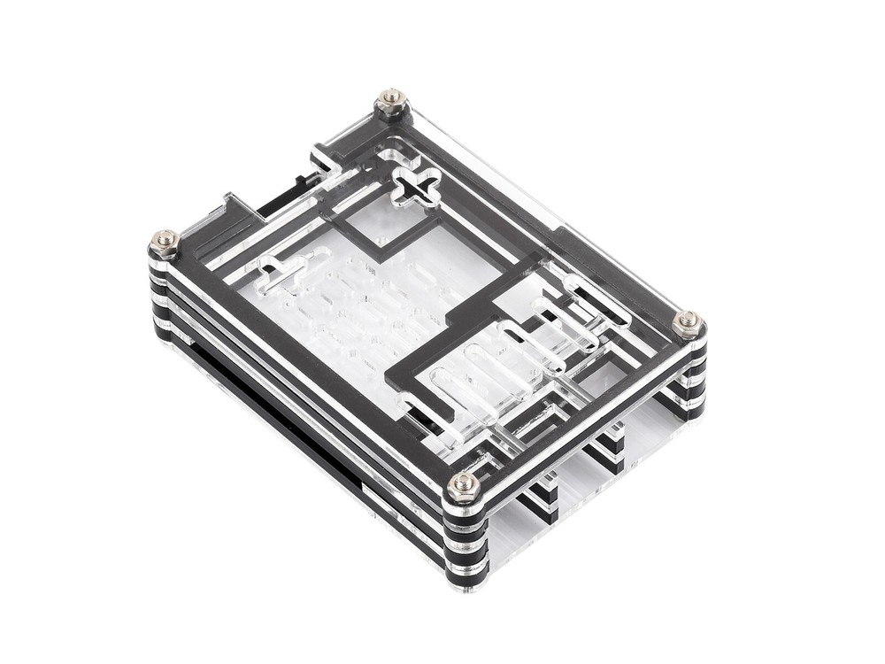 Waveshare Transparent and Black Acrylic Case for Raspberry Pi 5 Supports Cooler