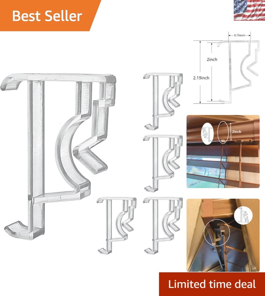 Waterproof Clear Plastic Valance Clips 2-Inch for Blinds - 5 Pack Convenience