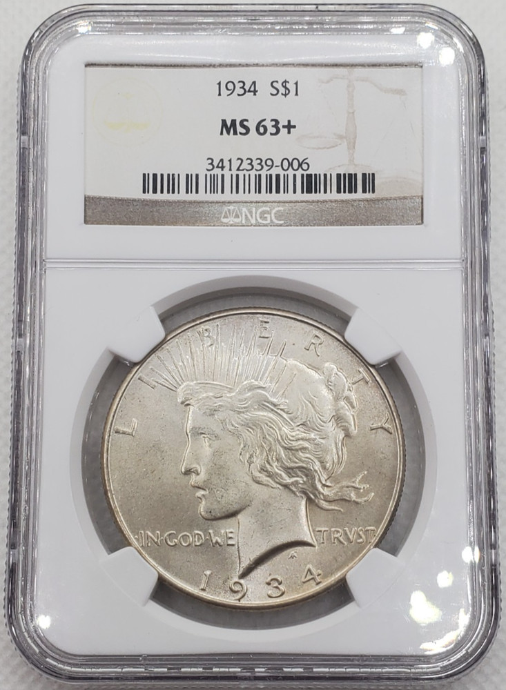 1934 Peace Silver Dollar NGC MS63+