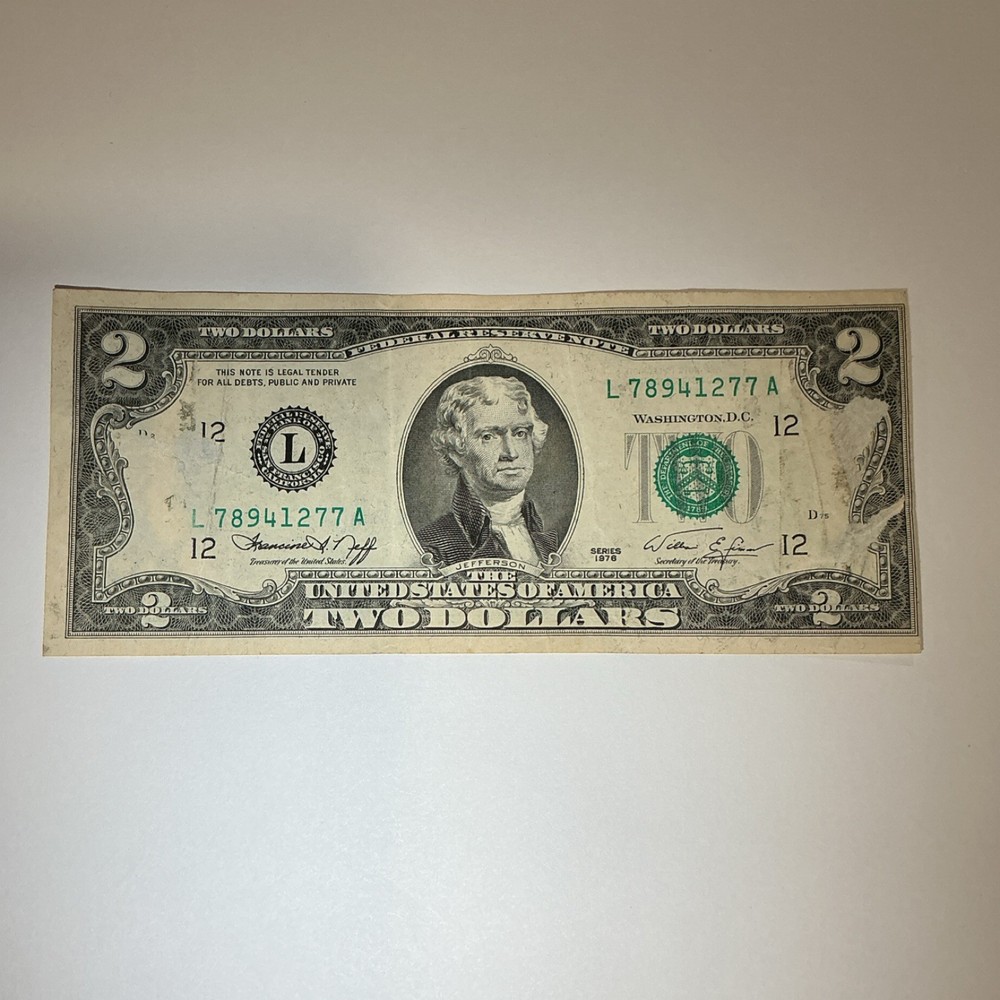 $2 Error Note Series 1976 Cutout Defect Federal Reserve