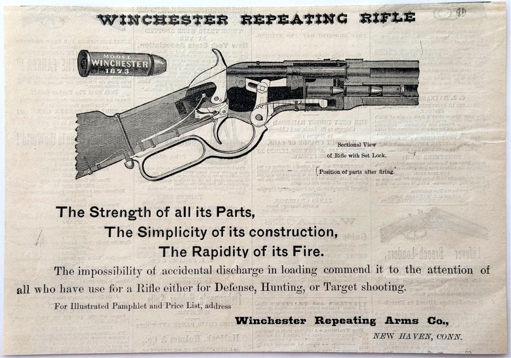 1876 Winchester Repeating Rifle Advertisement Model 1873 Centennial Year