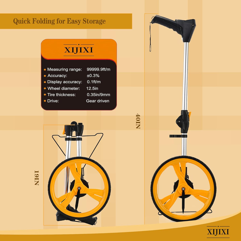 Folding Digital Measuring Wheel with Backpack - 12.5" Distance Tool