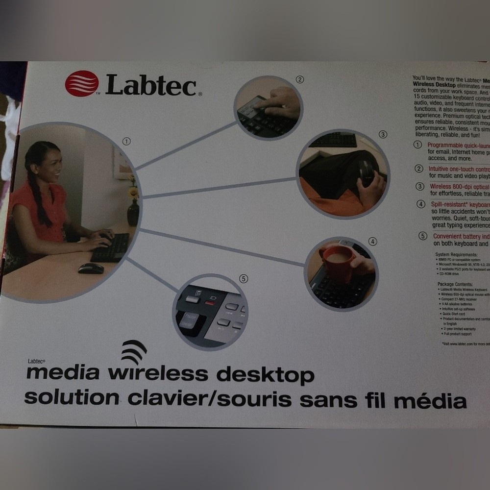 Labtec Wireless Desktop Keyboard & Mouse Set - Spill Resistant