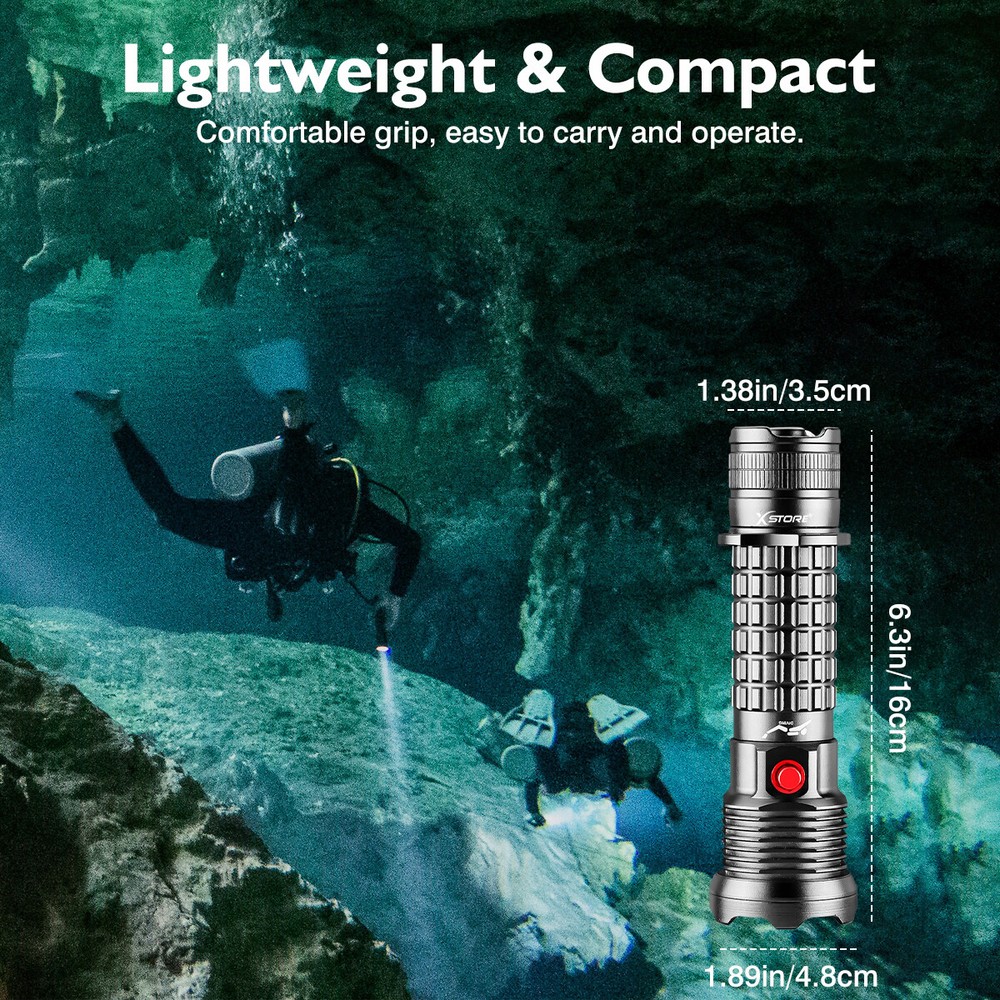 Diving Flashlight 3000LM Rating Professional Diving Light Underwater Flashlight