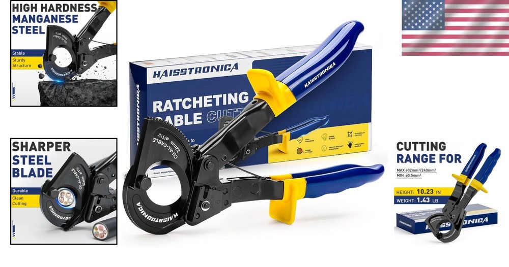 Professional Grade Ratchet Cable Cutters for Efficient Electrical Work, 240mm²