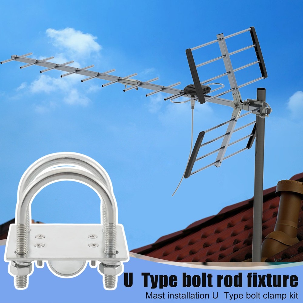 Antenna Mast Clamp Bracket with U-Bolts -Rust Clamp Panel Pipe Mounting9155
