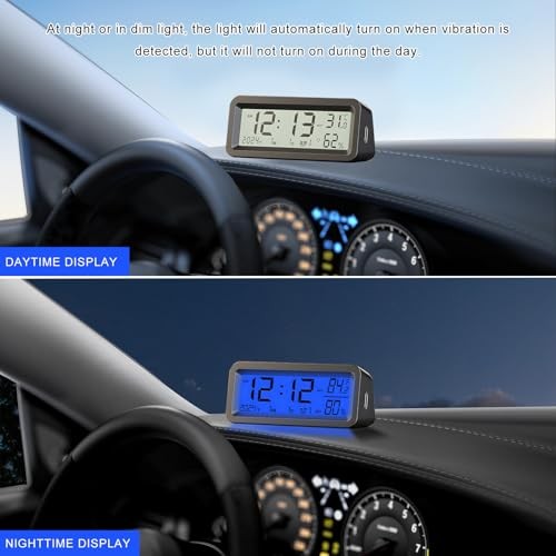 Car Digital Dashboard Clock, Solar Power Rechargeable Vehicle Electronic Clock
