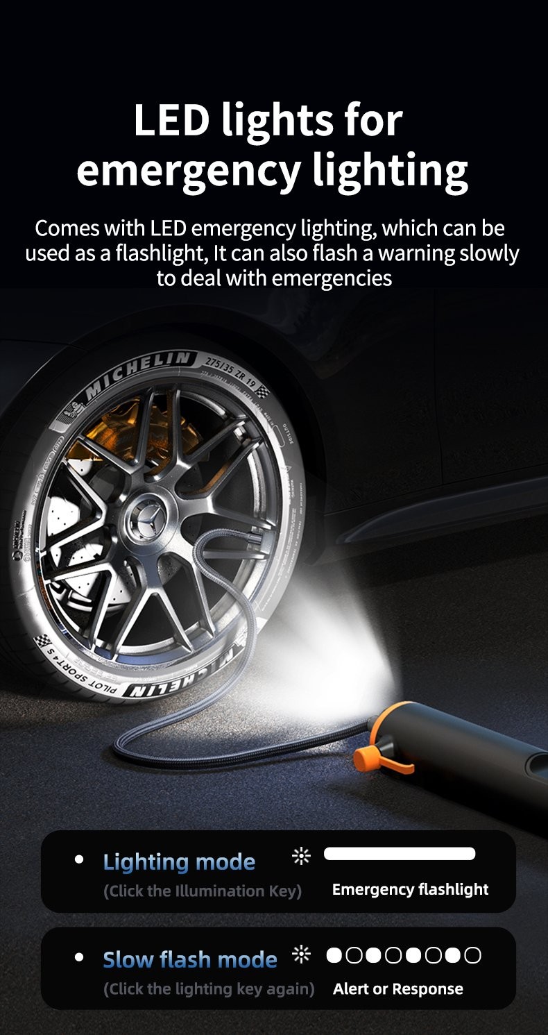 Portable Tire Inflator Rechargeable Air Compressor Pump 150PSI for Car Bike Ball